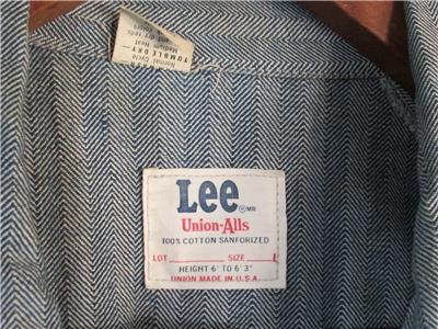 Vintage 1950s Lee 'Union Alls' Herringbone Twill Coveralls