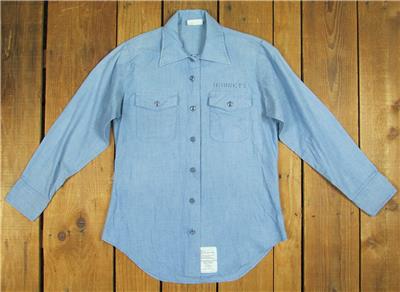 60s~ Russian Navy Gray Chambray Smock
