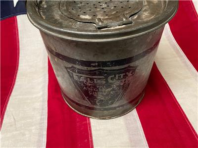 A vintage blue Falls City The Anglers Choice minnow bucket. - Antique Mystique