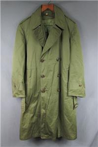 Vintage 1950s US Army Green Cotton Overcoat Button-in Wool Liner S ...