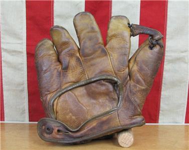 Vintage 1940s Marathon Leather Baseball Glove Split Finger Mitt