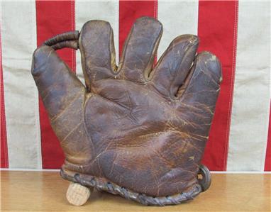 Vintage 1940s Marathon Leather Baseball Glove Split Finger Mitt
