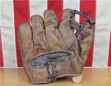 Vintage 1930s TruSport Leather Split Finger Baseball Glove HOF