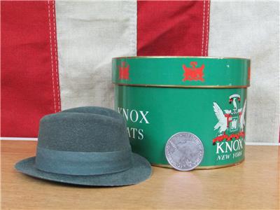Vintage 1960s Knox Miniature Fedora Hat & Hat Box Salesman Sample