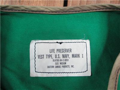 Vintage 1980s US Navy Mark I Type Life Preserver Vest Jacket