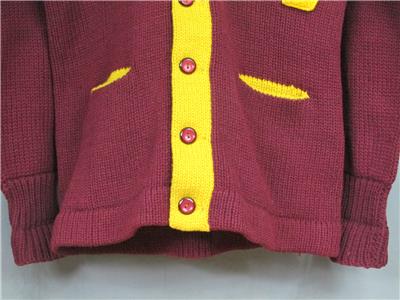 Vintage 1950s Rugby Wool Varsity Letter Cardigan Sweater 'W' Patch