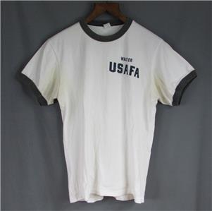T-shirt Vintage Miami Aerospace Academy 70's MAA - Taille XS, Blanc Et Jaune, Occasion Très Bon état