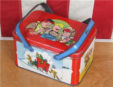 Vintage 1948 Joe Palooka Tin Lunch Box Boxing Cartoon Comic Strip