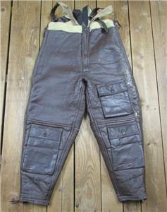 Vintage WWII US Navy Aero Leather Flyers Flight Trousers M-446A