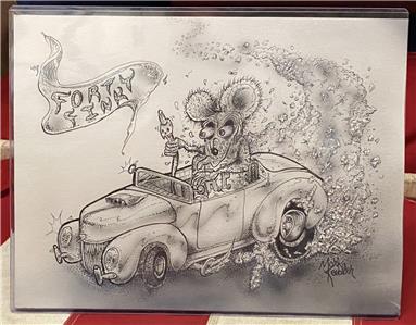 Vintage 'Forty Fink' Original Hot Rod Art Mark Kessler Rat Fink