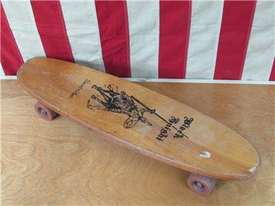 Vintage 1960s Black Knight Wood Skateboard Sport Fun Trucks Clay