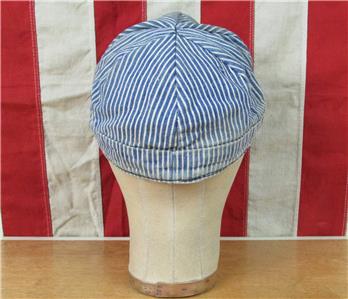 帽子 40s VINTAGE Mallory western 7 1/4 58cm Vintage 1940s Denim Hickory Stripe Work Cap Hat Short Visor