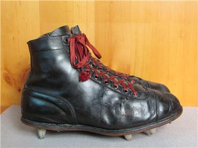Vintage 1960s Wilson Black Leather High Top Football Shoes~Cleats Sz 8. ...