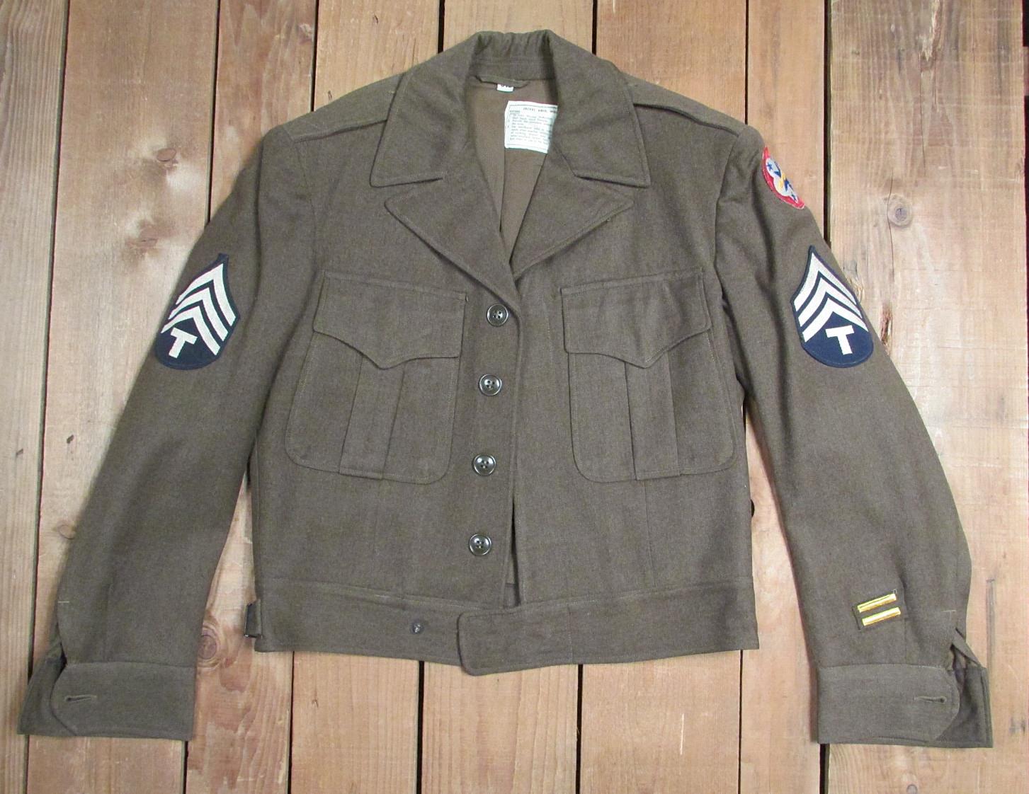 Vintage Wwii Us Army Wool M 1943 Field Jacket Military 1940s Patches Sz