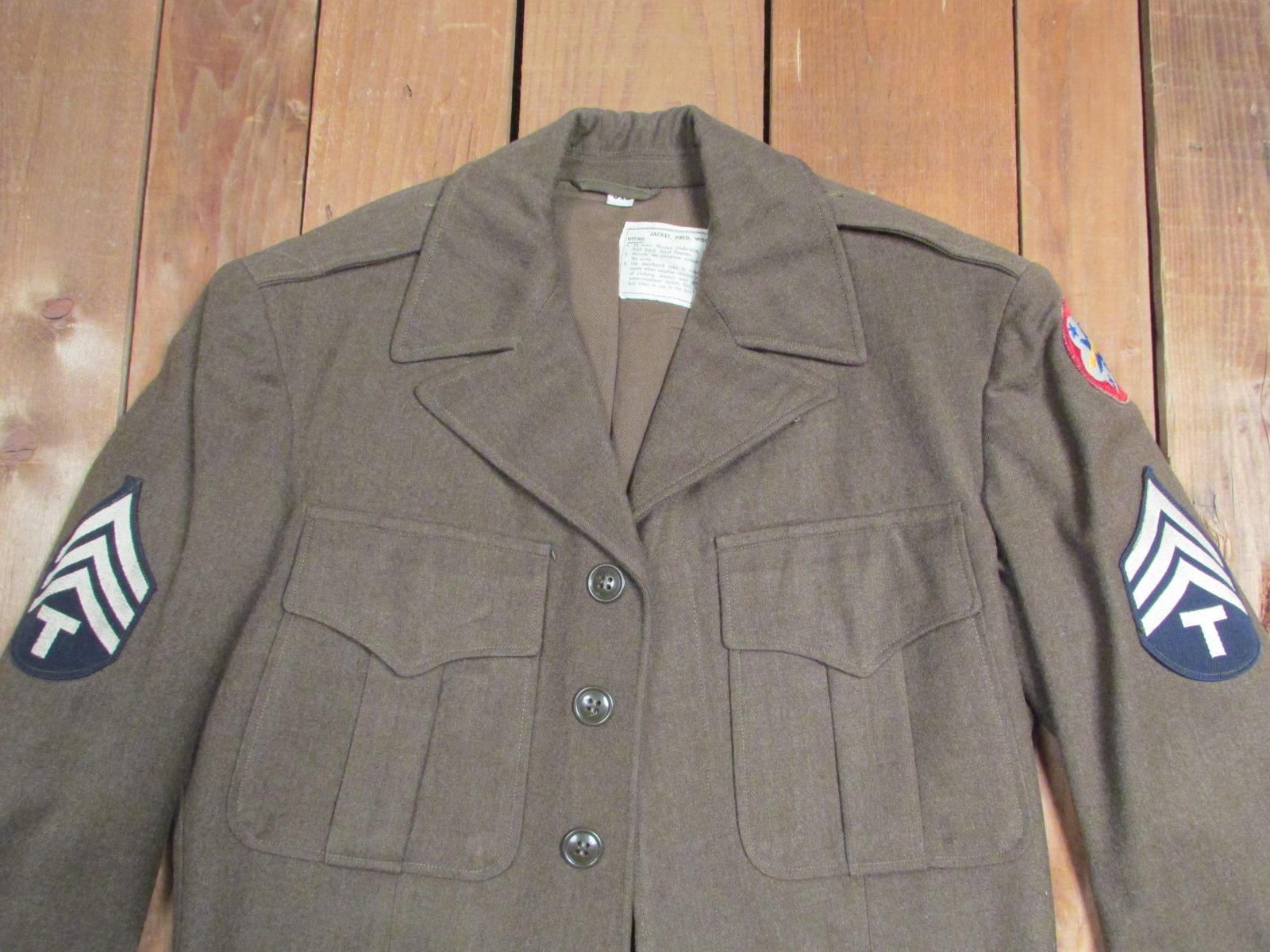 Vintage WWII US Army Wool M-1943 Field Jacket Military 1940s Patches Sz ...