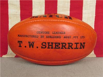 Vintage Sherrin Leather Match Rugby Ball w/Laces Australian