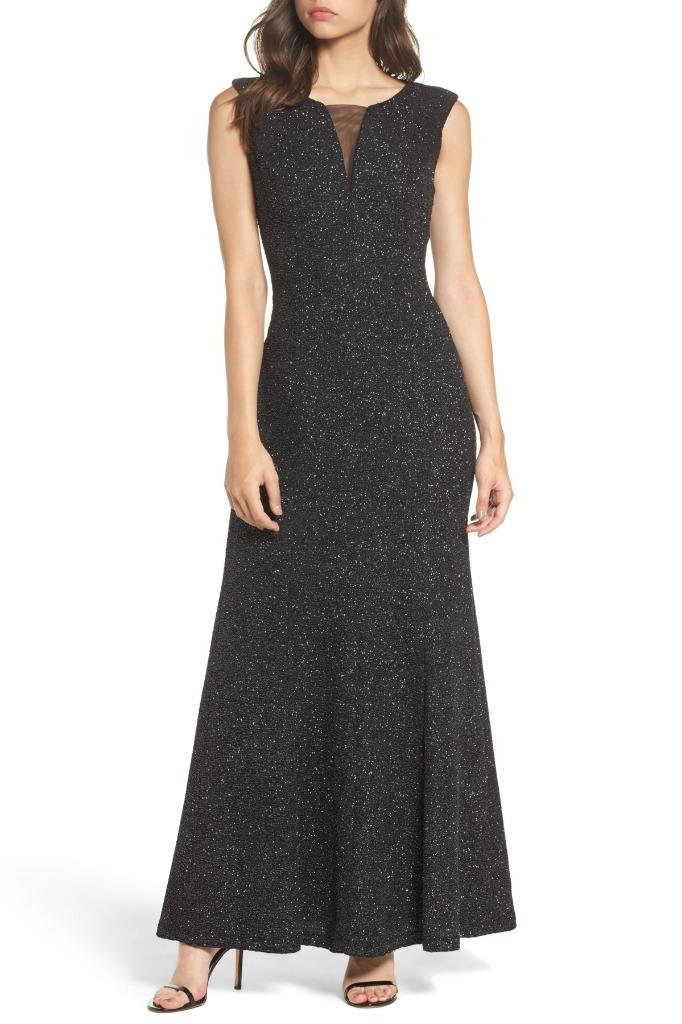 Embroidered Illusion Neck Eliza J Petite Formal Dresses Eliza J