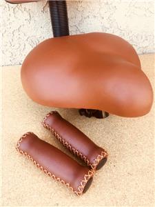 Beach Cruiser Bike *BROWN Saddle Seat with Back REST Support FREE GRIPS