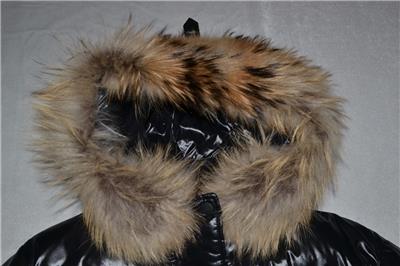 AUTHENTIC SAM. SKYLER Fur Trim BOMBER JACKET Hood Black Jet ALL