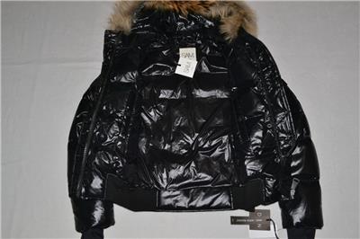 AUTHENTIC SAM. SKYLER Fur Trim BOMBER JACKET Hood Black