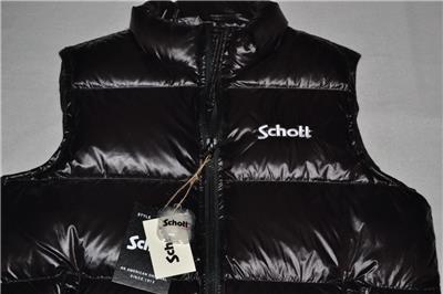 AUTHENTIC Schott NYC Nylon Down Filled Vest BLACK ALL SIZES BRAND