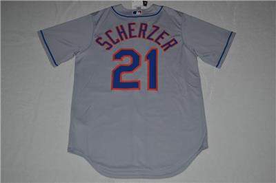 Nike Men's New York Mets Max Scherzer #21 Gray Road Cool Base