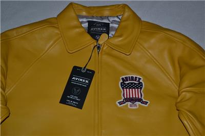 AUTHENTIC Avirex Icon Leather A1 BOMBER Jacket MENS MUSTARD