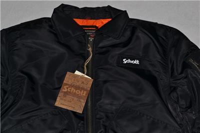 90s Schott CWU flight jacket 中綿入り ブラック AUTHENTIC Schott NYC Nylon Flight Satin CWU Jacket Black 9335 NEW