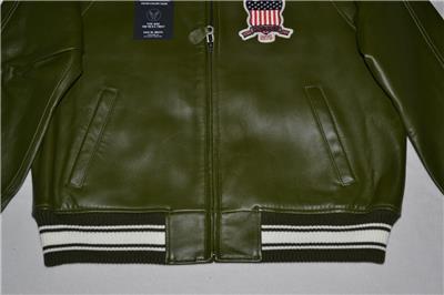 AUTHENTIC Avirex Icon Leather A1 BOMBER Jacket MENS OLIVE