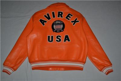 AUTHENTIC Avirex Icon Leather A1 BOMBER Jacket MENS ORANGE