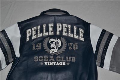 Pelle Pelle Men's LEATHER ARCHES JACKET SODA CLUB NAVY GREY All