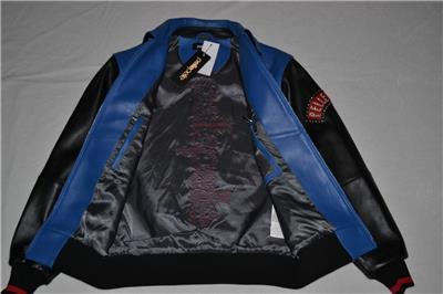 Pelle Pelle Men's LEATHER WORLD TOUR JACKET BLACK BLUE NEW