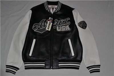 SALE AUTHENTIC MENS AVIREX SCRIPT USA VARSITY Leather BOMBER