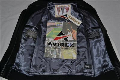 SALE AUTHENTIC MENS AVIREX SCRIPT USA VARSITY Leather BOMBER