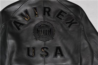 AUTHENTIC Avirex Icon Leather A1 BOMBER Jacket MENS ALL BLACK NEW