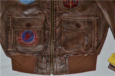 AUTHENTIC TOP GUN SUPER VINTAGE FUR JACKET MENS WHISKEY ALL SIZES