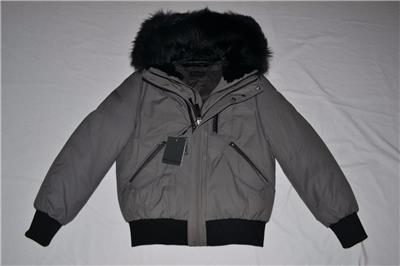 Authentic Mackage Dixon Hip Length Down Slate Grey Fur Hood Men