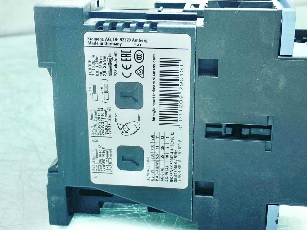 Siemens 3RT2026-1BB40 Contactor 24DC 3-Phase 400 VAC 1 NO 1 NC ...