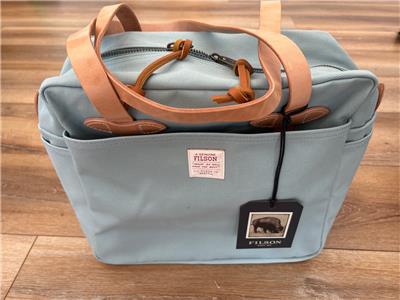 Filson Rugged Twill Tote Bag with Zipper Leather Cotton Lake Green