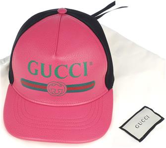 gucci print leather baseball hat
