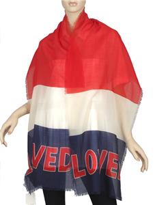 red blue and white scarf