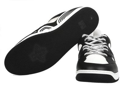 NEW GUCCI MEN'S CURRENT BLACK & WHITE LEATHER LOGO BASKET