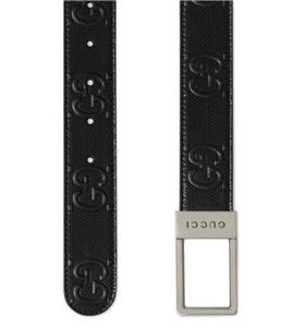 GUCCI ブラック ベルト GGロゴ NEW GUCCI BLACK LEATHER JUMBO GG RECTANGULAR BUCKLE LOGO