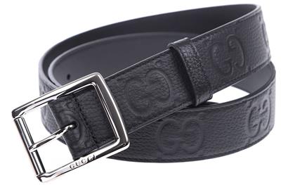 い*い様 GUCCI ベルト NEW GUCCI BLACK JUMBO GG LEATHER RUBBER-EFFECT PIN BUCKLE LOGO