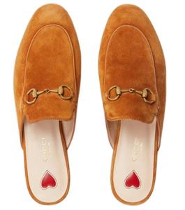 【関税&送料込】Gucci Brown Suede Slippers GUCCI Sol horsebit-detailed debossed shearling-trimmed suede