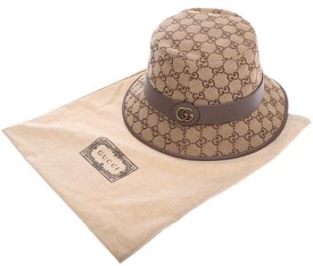 NEW GUCCI GG SUPREME BEIGE BROWN CANVAS LEATHER LOGO BUCKET  display picture 3