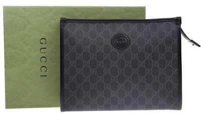 NEW GUCCI GG SUPREME CANVAS LEATHER INTERLOCKING G BEAUTY CASE