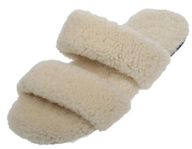 サンダル Saint Laurent Ivory shearling slippers NEW YSL SAINT LAURENT SHEARLING LAMB FUR SLIPPER SANDALS
