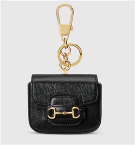 NEW GUCCI HORSEBIT 1955 BLACK LEATHER KEYCHAIN BAG CHARM W/BOX | eBay