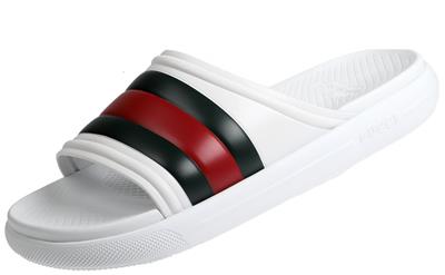 Sz 6 men\'s NIB $590 Gucci white yellow blue logo pool sandals Gucci | Shoes | Sz 6 Mens Nib 59 Gucci White Yellow Blue  main image 2